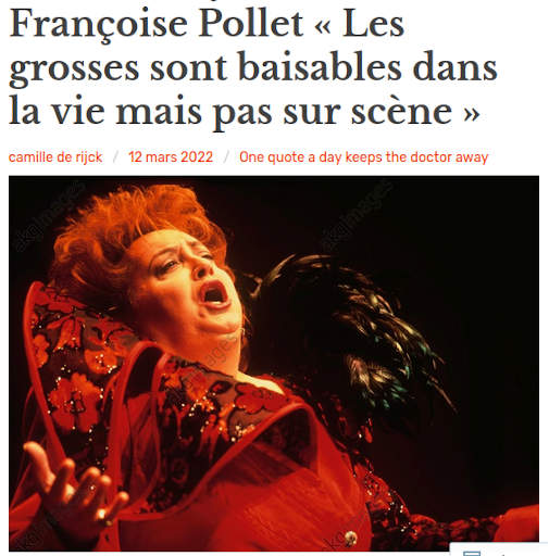 Françoise Pollet fut l'une des premières à avoir osé parler de grossophobie