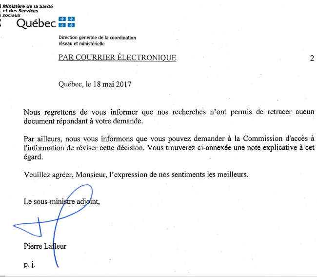 Le ministère de la santé et des services sociaux n'a pas vérifié le nombre d'employés à Québec en forme pour l'année 2014-2015
