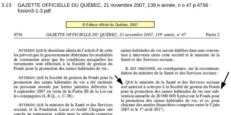 Gazette officielle du Québec, 21 novembre 2007, 139 e année, n o 47 p.4756: