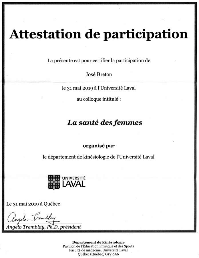 Colloque la santé des femmes département kinésiologie de l'Université Laval