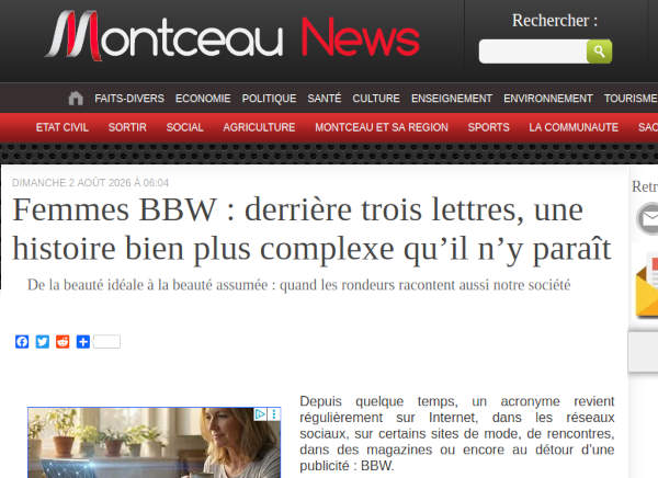 Depuis quelque temps, un acronyme revient r�guli�rement sur Internet, dans les r�seaux sociaux, sur certains sites de mode, de rencontres, dans des magazines ou encore au d�tour d'une publicit� : BBW.