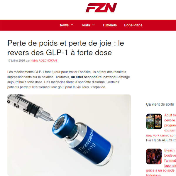 Perte de poids et perte de joie : le revers des GLP-1 à forte dose Certains patients perdent littéralement leur goût pour la vie sous tirzepatide.