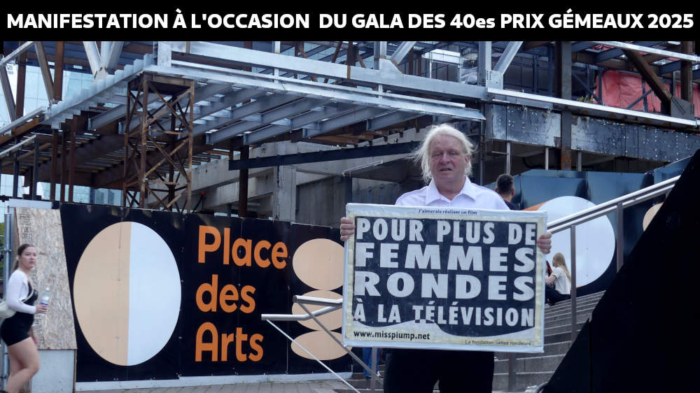Manifestation pour plus de femmes rondes  la tlvision lors de la remise des 40es prix Gmeaux 2025
