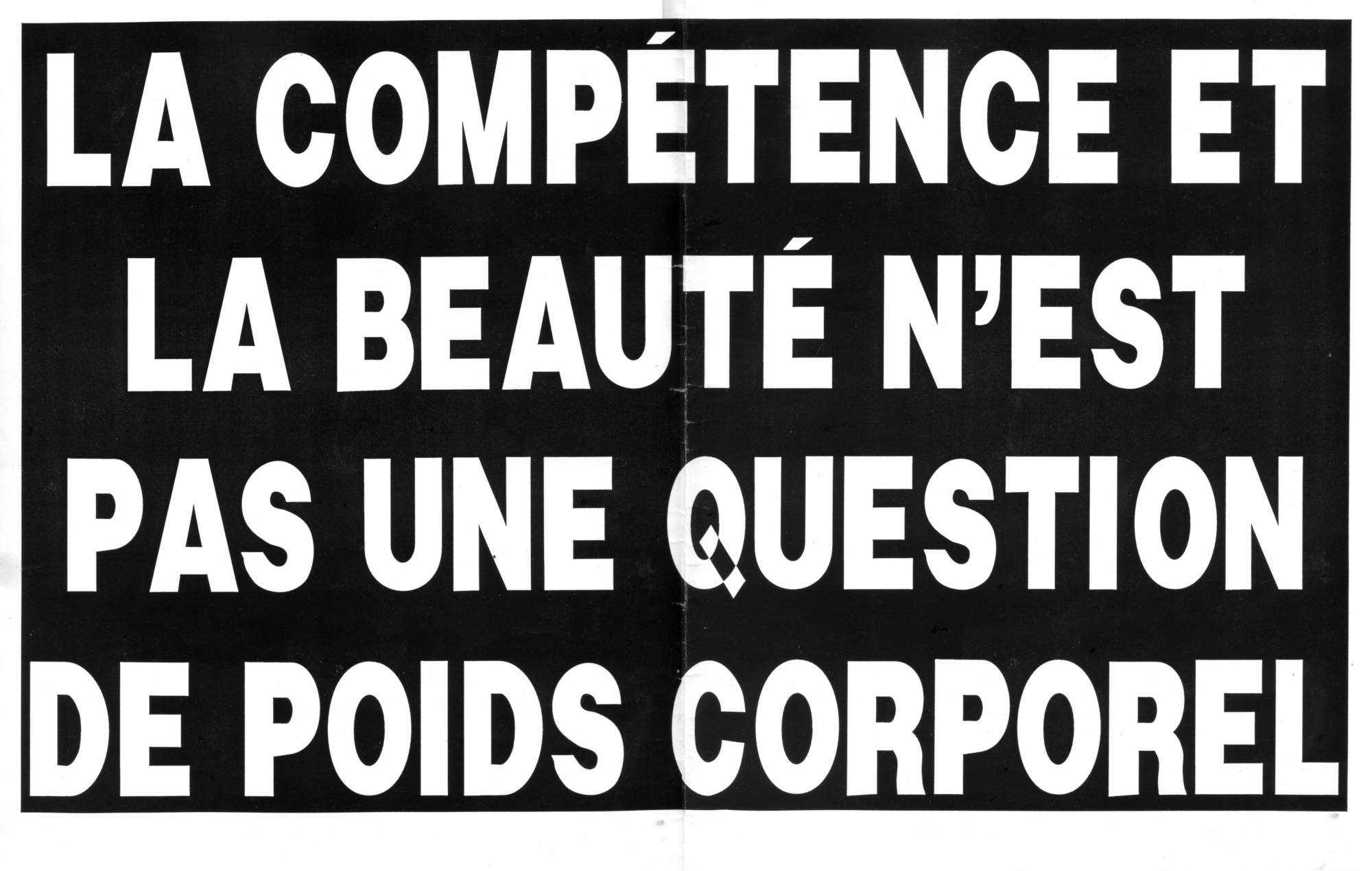 Affiche pour la p�tition � l'attention du Commission de la radio-t�l�diffusion canadienne (CRTC), cette p�tition r�clamait une meilleure repr�sentation de la � femme ronde � dans les m�dias.