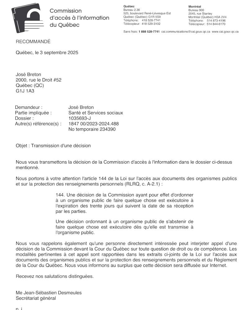 DEMANDE DE RVISION en matire d'accs en vertu de l'article 135 de la Loi sur l'accs aux documents des organismes publics et sur la protection des renseignements personnels
